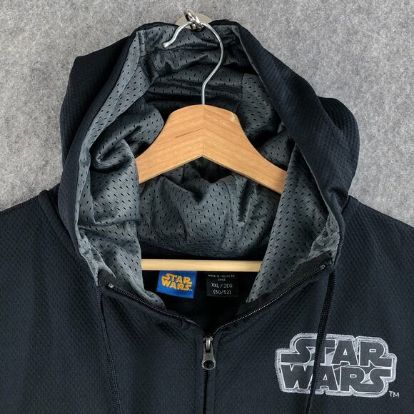 Star Wars Mens Track Jacket XXL Black Gray Hoodie Full Zip Long Sleeve Polyester - Picture 4 of 13